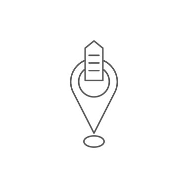 Beyaz arka planda yalıtılmış ofis oluşturma ve harita pin vektör simgesi simgesi