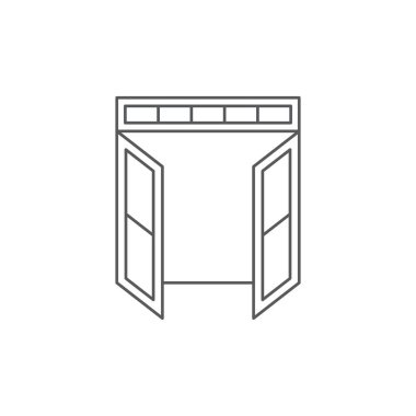 Beyaz arka planda yalıtılmış çift kapılı vektör simgesi simgesini açın