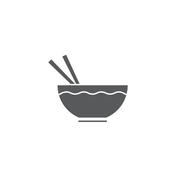 Simbol ikon vektor mangkuk mie diisolasi pada latar belakang putih - Stok Vektor