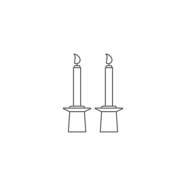 Shabbat kaarsen vector pictogram symbool geïsoleerd op witte achtergrond — Stockvector