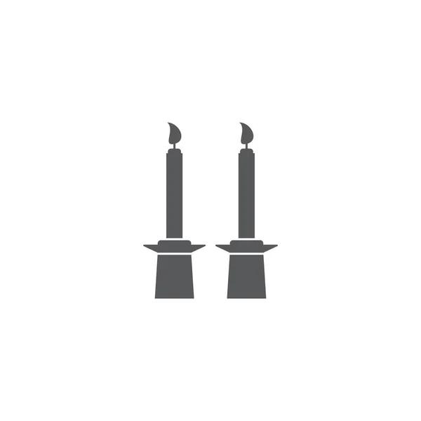 Shabbat kaarsen vector pictogram symbool geïsoleerd op witte achtergrond — Stockvector