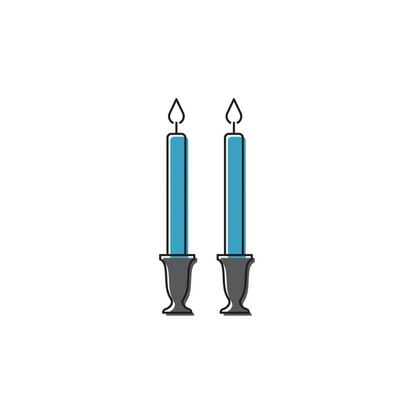 Shabbat kaarsen vector pictogram symbool geïsoleerd op witte achtergrond — Stockvector