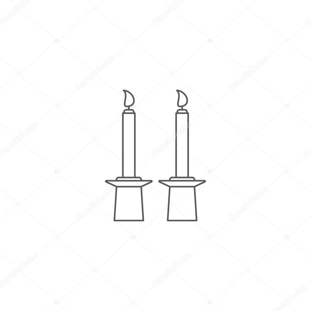 Shabbat candles vector icon symbol isolated on white background