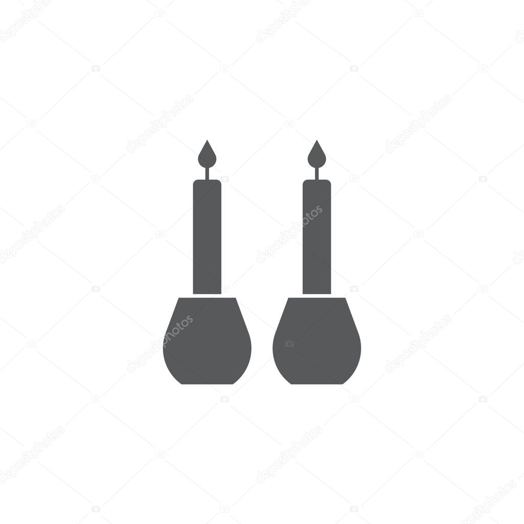 Shabbat candles vector icon symbol isolated on white background
