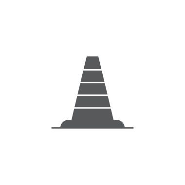 Beyaz arka planda yalıtılmış trafik konisi vektör simgesi simgesi