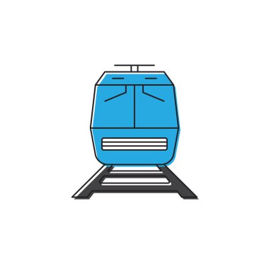 Tren demiryolu vektör simgesi ulaşım sembolü beyaz arka plan üzerinde izole