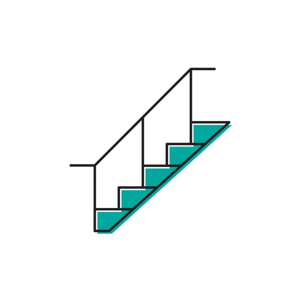 Treppe mit Handlauf-Vektor-Symbol auf weißem Hintergrund — Stockvektor