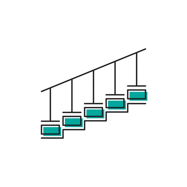 Escaleras con símbolo de icono de barandilla vectorial aislado sobre fondo blanco — Vector de stock