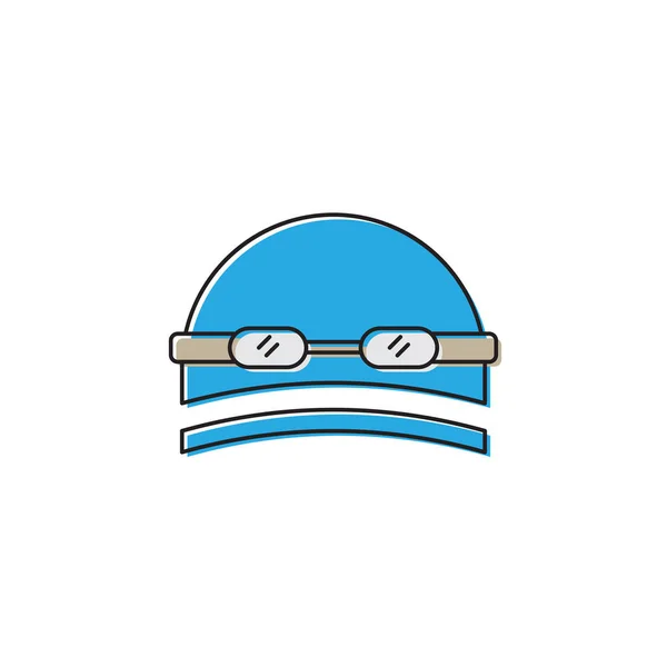 Simning hatt och glasögon vektor ikon symbol isolerad på vit bakgrund — Stock vektor