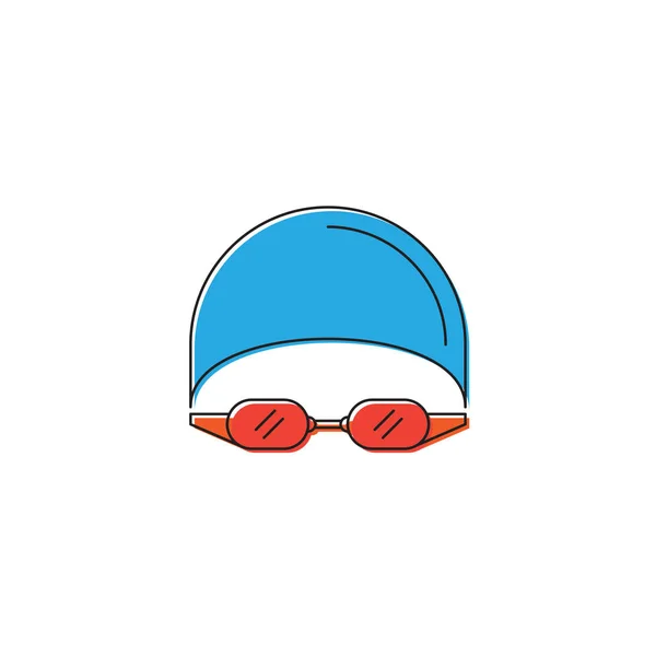 Chapéu de natação e óculos vetor ícone símbolo isolado no fundo branco —  Vetores de Stock