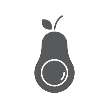 Beyaz arkaplanda yaprak vektör simgesi olan avokado meyvesi