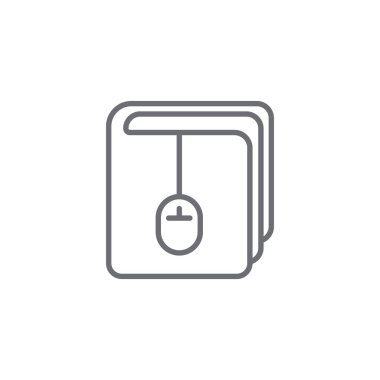 Beyaz arkaplanda bilgisayar fare vektör simgesi olan kitap