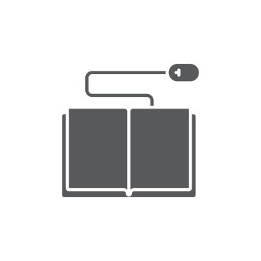 Beyaz arkaplanda bilgisayar fare vektör simgesi olan kitap