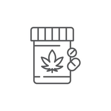 Beyaz arka planda izole edilmiş esrar hapları şişe vektör simgesi