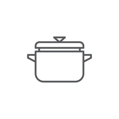 Beyaz arkaplanda izole edilmiş tencere kapağı vektör simgesi pişiriliyor