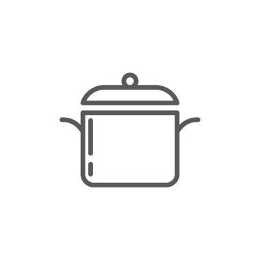 Beyaz arkaplanda izole edilmiş tencere kapağı vektör simgesi pişiriliyor