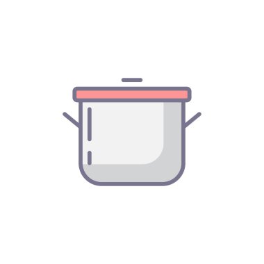 Beyaz arkaplanda izole edilmiş tencere kapağı vektör simgesi pişiriliyor