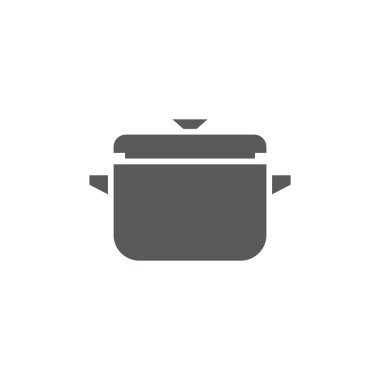 Beyaz arkaplanda izole edilmiş tencere kapağı vektör simgesi pişiriliyor