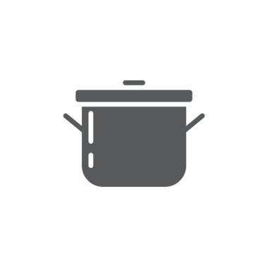 Beyaz arkaplanda izole edilmiş tencere kapağı vektör simgesi pişiriliyor