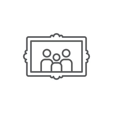 Beyaz arkaplanda izole edilmiş fotoğraf çerçevesi vektör simgesi içindeki aile resmi