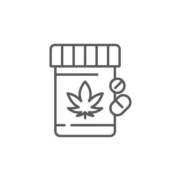 Cannabis Pills Bottle Vector Icon Symbol Isolated White Background — Stock Vector