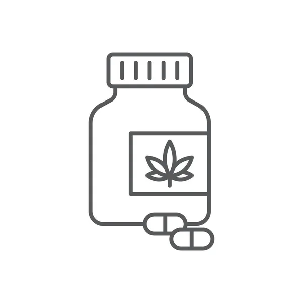 Cannabis Χάπια Μπουκάλι Διάνυσμα Σύμβολο Απομονωμένο Λευκό Φόντο — Διανυσματικό Αρχείο