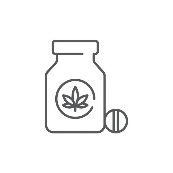 Cannabis Pills Bottle Vector Icon Symbol Isolated White Background — Stock Vector