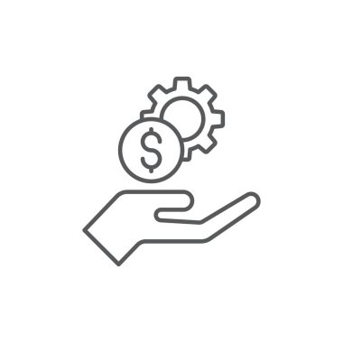 Eller vites ve para vektör simgesi beyaz arkaplanda izole