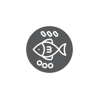 Beyaz arkaplanda izole edilmiş tabak vektör simgesi üzerindeki kızarmış balık üst görünümü