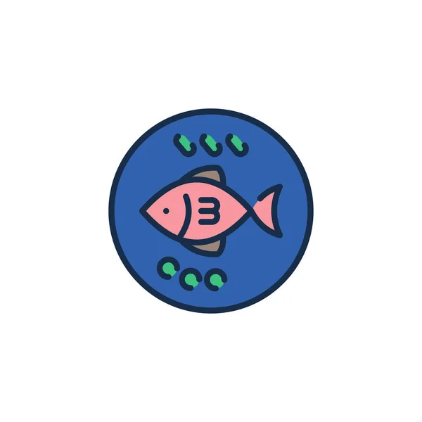 Gebratener Fisch Draufsicht Auf Platte Vektor Symbol Symbol Isoliert Auf — Stockvektor