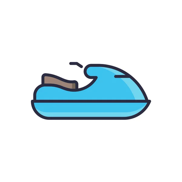Water Scooter Vector Icon Symbol Sea Sport Isolated White Background — Stock Vector