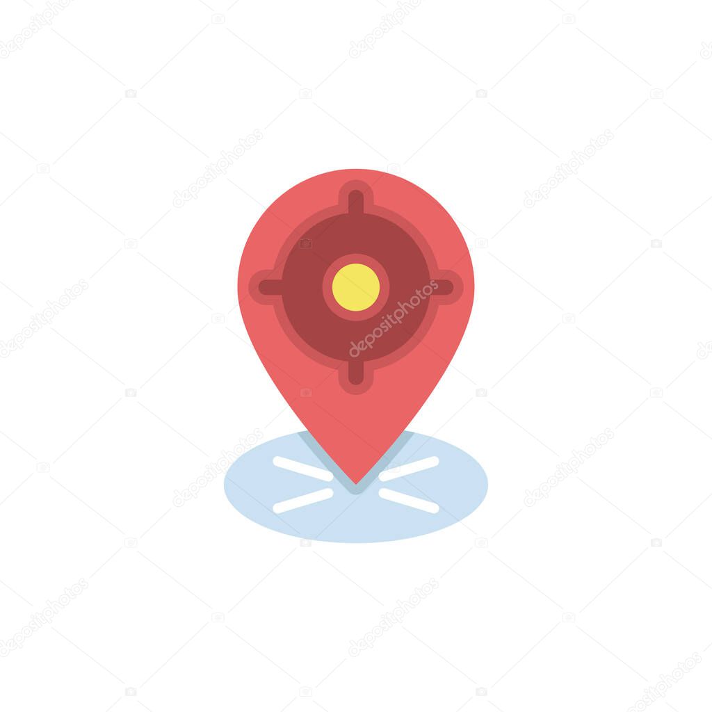 GPS with target location vector icon symbol isolated on white background