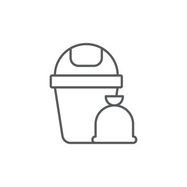 Çöp kutusu ve torba vektör simgesi beyaz arkaplanda izole edildi