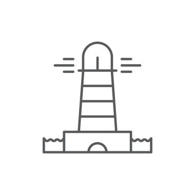 Işık feneri ve okyanus suyu vektör simgesi beyaz arkaplanda izole edildi