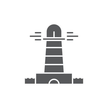 Işık feneri ve okyanus suyu vektör simgesi beyaz arkaplanda izole edildi