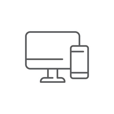 Beyaz arkaplanda izole edilmiş izleyici ve telefon vektör simgesi modeliName