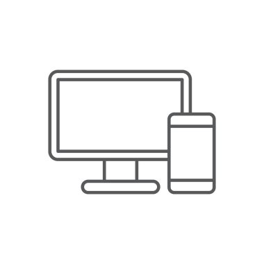 Beyaz arkaplanda izole edilmiş izleyici ve telefon vektör simgesi modeliName