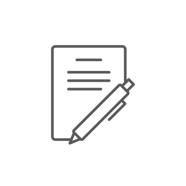 Kağıt belgeleri ve kalem vektör simgesi beyaz arkaplanda izole edildi