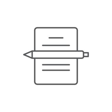 Kağıt belgeleri ve kalem vektör simgesi beyaz arkaplanda izole edildi