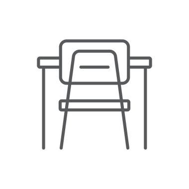 Okul masası ve beyaz arkaplanda izole edilmiş bir sandalye vektör simgesi