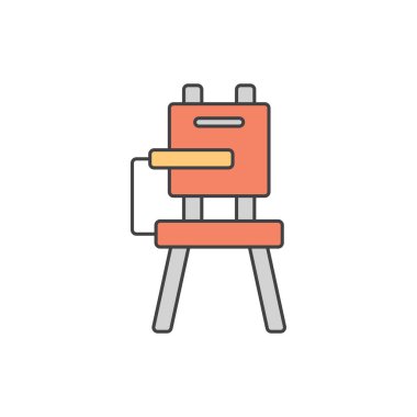 Okul masası ve beyaz arkaplanda izole edilmiş bir sandalye vektör simgesi