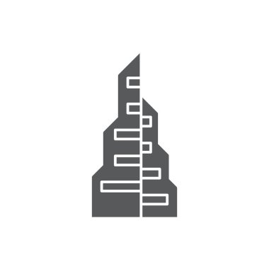 Gökdelen inşaat vektör simgesi beyaz arkaplanda izole edildi