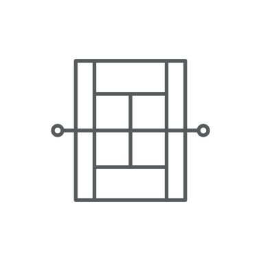 Tenis kortu vektör simgesi spor arenası beyaz arkaplanda izole