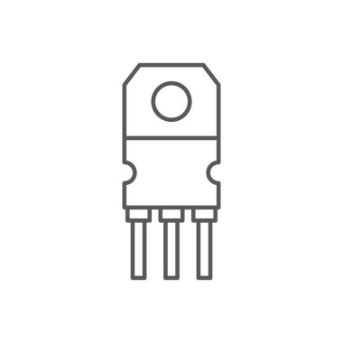 Transistör çip vektör simgesi beyaz arkaplanda izole edilmiş elektronik bileşen