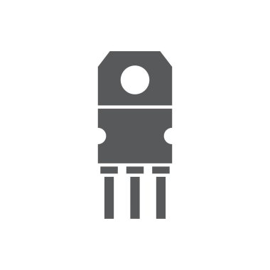 Transistör çip vektör simgesi beyaz arkaplanda izole edilmiş elektronik bileşen