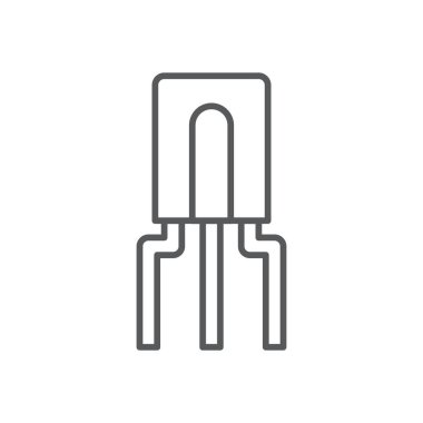 Transistör çip vektör simgesi beyaz arkaplanda izole edilmiş elektronik bileşen