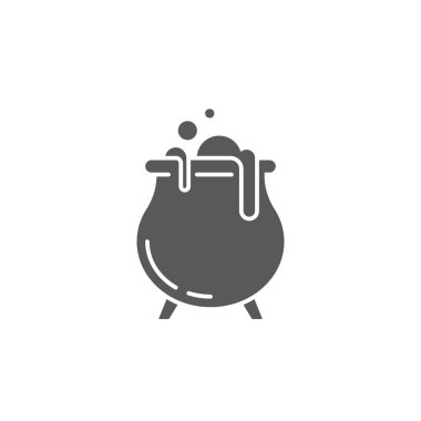 Beyaz arkaplanda cadı kazanı iksir vektör simgesi izole