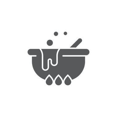 Beyaz arkaplanda cadı kazanı iksir vektör simgesi izole