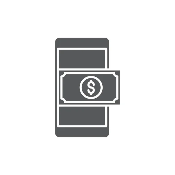 Mobiele Betaling Vector Pictogram Symbool Transactie Geïsoleerd Witte Achtergrond — Stockvector