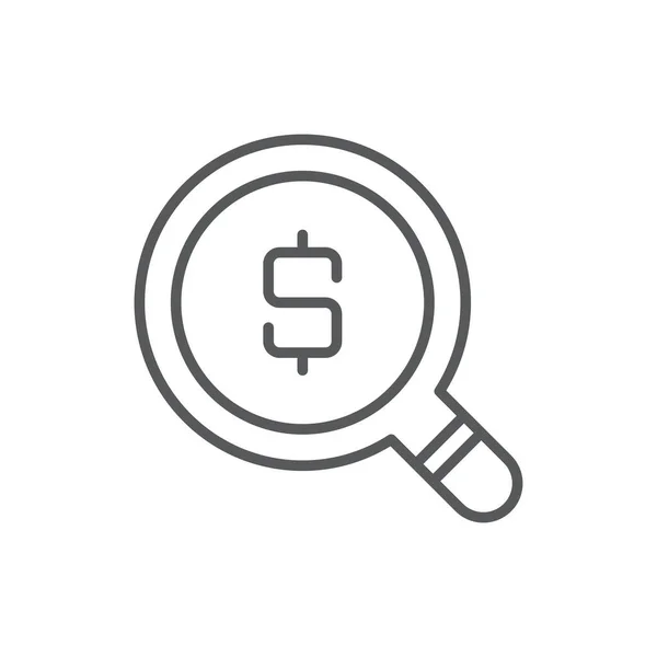 Geld Zoeken Vector Symbool Geïsoleerd Witte Achtergrond — Stockvector